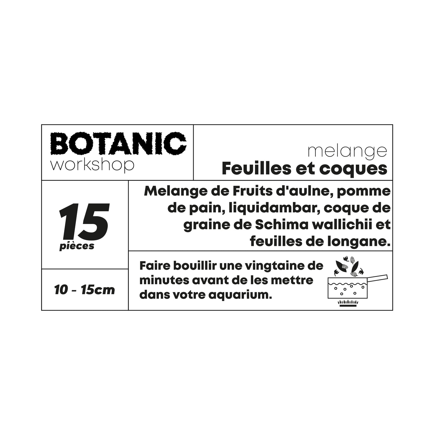 Coques, fruits et feuilles mélangées pour votre aquarium (wallichii, fruit d'aulne, pomme de pin, liquidambar, longane)
